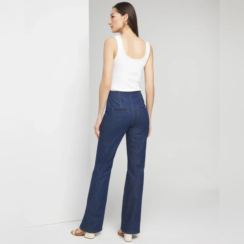 White House Black Market Women's Blue High-Waisted Jeans - Picture 3 of 4